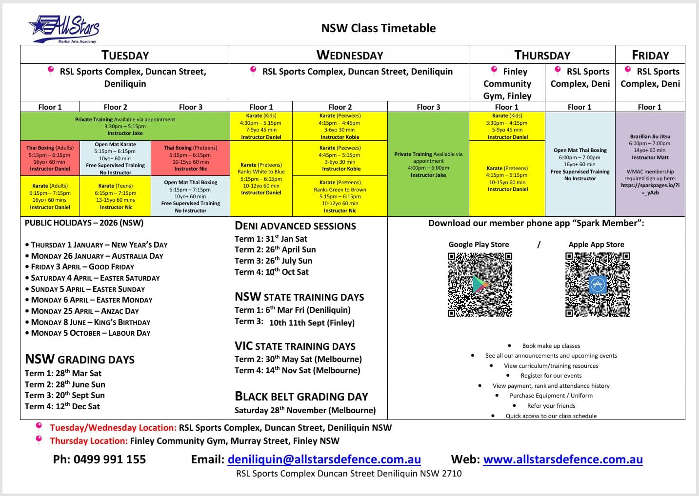 NSW Suburban Clubs Timetable (Deniliquin)